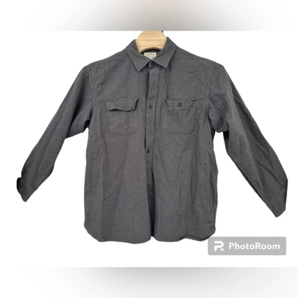 LL‎ Bean 90’s flannel shirt Gray chamois cloth shirt.XL - soft heavy USA
